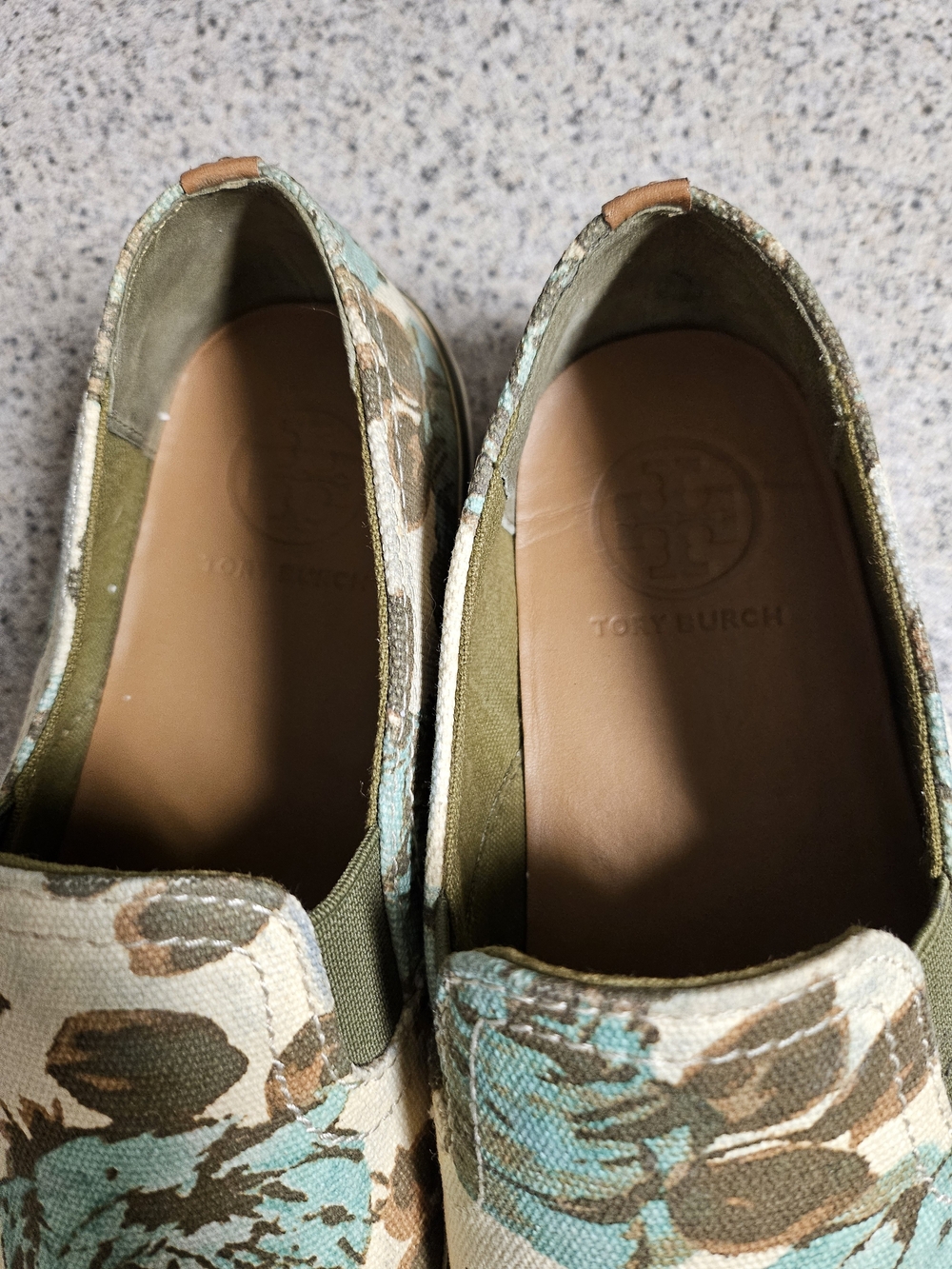 Tory Burch Floral Canvas Slip-On Sneakers in Cream, Mint & Brown - Picture 10 of 16